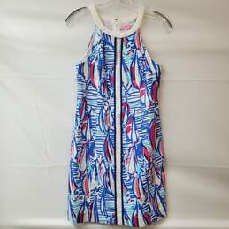 Lilly Pulitzer Pearl Shift White/Blue/Pink Sleeveless Dress Women's Size 4