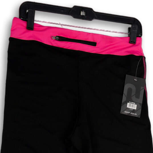 NWT Womens Pink Black Elastic Waist Stretch Pull-On Cropped Leggings Sz XL image number 4