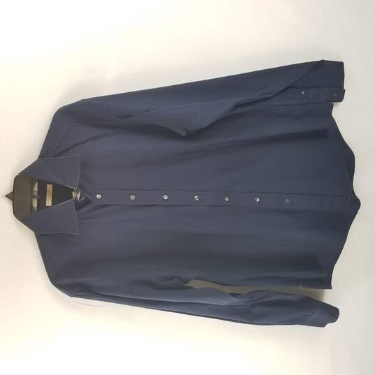 Buy the Burberry Brit Men Navy Blue Dress Shirt L | GoodwillFinds