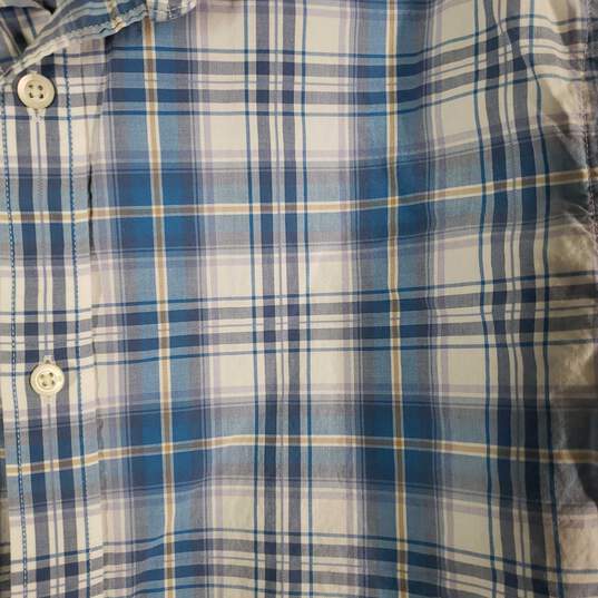 Mens Plaid Soft-Wash Collared Long Sleeve Button-Up Shirt Size Large image number 3