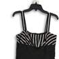 Womens Black Striped Smocked Waist Wide Strap Sleeveless Mini Dress Size 8 image number 3