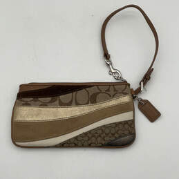 Womens Tan Gold Patchwork Inner Pocket Zipper Classic Wristlet Wallet alternative image