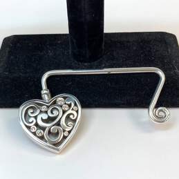 Designer Brighton Silver-Tone Rhinestone Contempo Heart Handbag Purse Hook