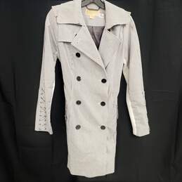 Michael Kors Pinstriped Trench Coat White/Navy Stripe Women's Size XS