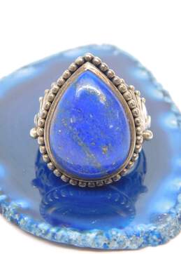 Doug Paulus Sterling Silver Lapis Lazuli Floral Ring 16.0g