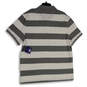 NWT Mens Gray White Striped Spread Collar Short Sleeve Polo Shirt Size XXL image number 2