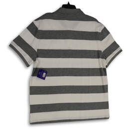 NWT Mens Gray White Striped Spread Collar Short Sleeve Polo Shirt Size XXL alternative image