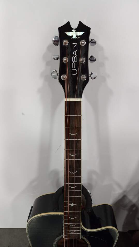 Black Urban Acoustic Guitar w/ Brown Leather image number 3