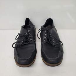 Olukai Ni'o MN's Black Leather Lace Up Boat Shoes Size 11.5 US