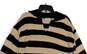 Womens Black Beige Striped Knitted Collared Pullover Sweater Size Small image number 3