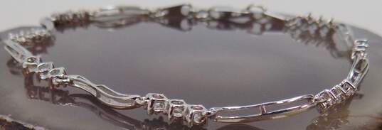 10K White Gold Diamond Accent Bracelet- For Repair 2.8g image number 1