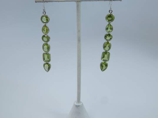 925 Wide Omega Chain Necklace w/Peridot Earrings 25.8g image number 5