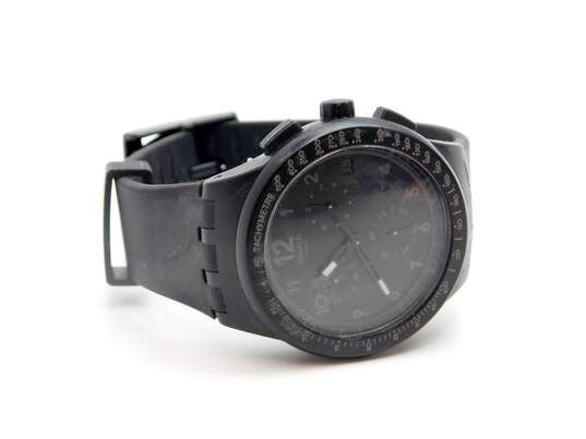 Unisex Swatch Swiss Efficiency Black Tachymetre Analog Watch image number 1