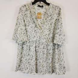 Suzanne Betro Women White Floral Long Sleeve Blouse NWT sz L