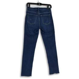 Womens Blue Denim Distressed Raw Hem 5-Pocket Design Skinny Jeans Size 5/W27 alternative image