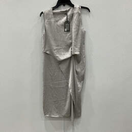 NWT Womes Silver Gathered Asymmetrical Split Thigh Ultra Shift Dress Size 6