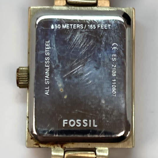 Designer Fossil ES-2521 Two-Tone Rhinestone Round Dial Analog Wristwatch image number 4