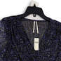 NWT Womens Blue Printed Semi-Sheer 3/4 Sleeve Pullover Blouse Top Size M image number 3