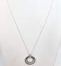 14K White Gold 0.08 CTTW Diamond Sapphire Concentric Circle Pendant Necklace 5.7g image number 1