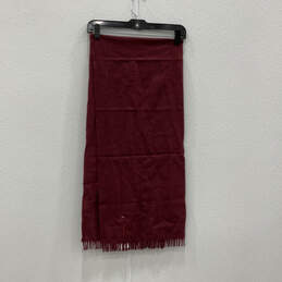 NWT Womens Red Wool Side Frige Multipurpose Rectangle Neck Scarf One Size alternative image