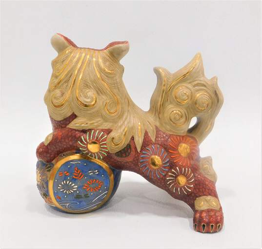 Vintage Reproduction Large Kutani Foo Dog Lion Pottery Statue image number 3