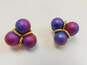 VNTG Purple Blue Iridescent & Gold Tone Clip-On Earrings & Necklaces 211.7g image number 2