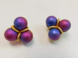 VNTG Purple Blue Iridescent & Gold Tone Clip-On Earrings & Necklaces 211.7g alternative image