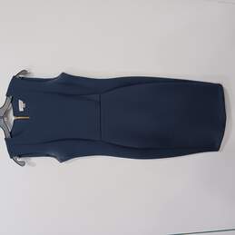Women's Calvin Klein Navy Exposed Zipper Stretch Business Fitted Sheath Dress 10