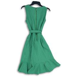 Calvin Klein Womens Green Gingham Ruffle Sleeveless Peplum A-Line Dress Size 2 alternative image