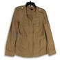 Womens Brown Long Sleeve Flap Pockets Full-Zip Military Jacket Size 8 image number 1