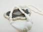 Vintage Goldtone White Milk Glass Beaded Necklace & Grey Mod Flower Brooch 87.6g image number 2