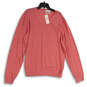 NWT Mens Pink V-Neck Long Sleeve Knitted Pullover Sweater Size XL image number 1