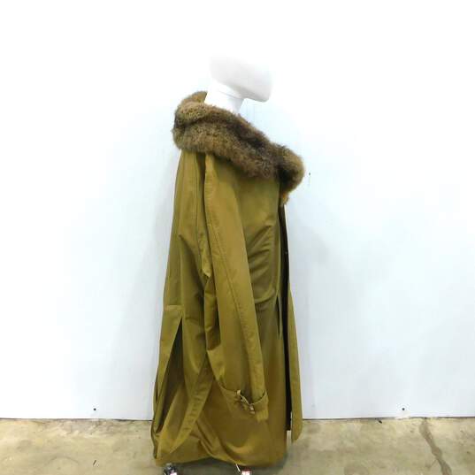 Vintage QMB 2 The Look Fur Lined & Trim Unisex Belted Trench Coat image number 4