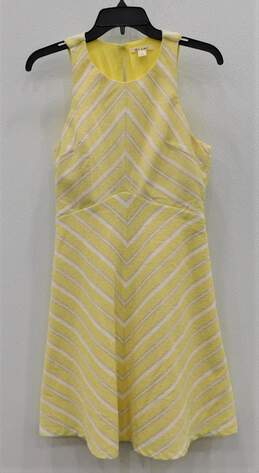 Mi Ami Womens Size S Yellow Striped Textured Sleeveless Dress Zip Back