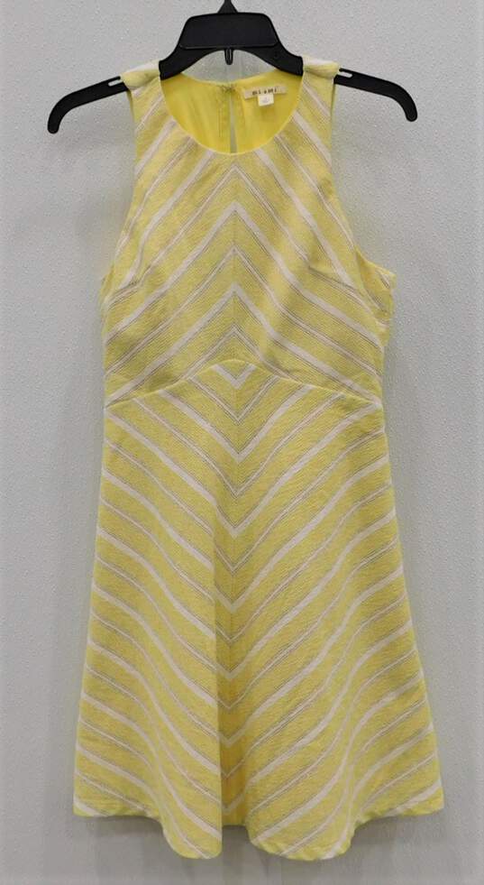 Mi Ami Womens Size S Yellow Striped Textured Sleeveless Dress Zip Back image number 1