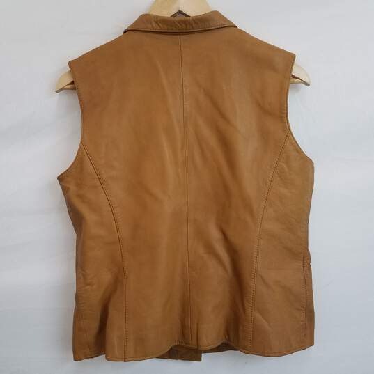 Light brown faux leather moto vest women's size L image number 2