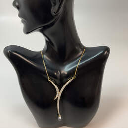 Designer Swarovski Gold-Tone Rhinestones Fashionable Drop Pendant Necklace
