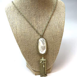 Designer Kendra Scott Gold-Tone Mother Of Pearl Stone Pendant Necklace