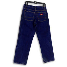 Mens Blue Denim Dark Wash Pockets Stretch Straight Leg Jeans Size 30 alternative image