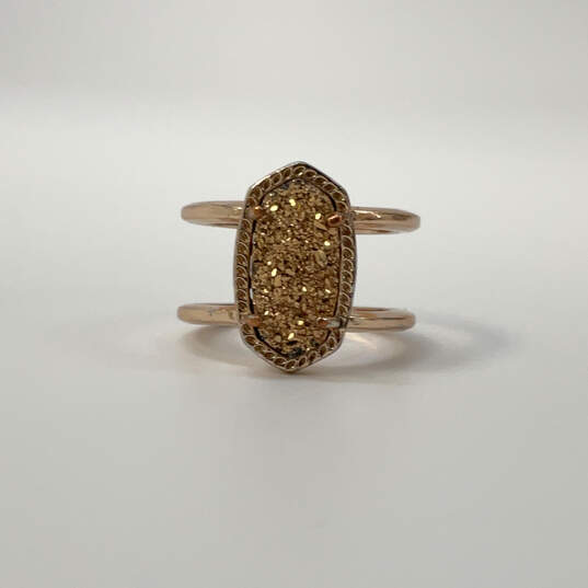 Designer Kendra Scott Elyse Gold-Tone Rhinestone Drusy Double Band Ring image number 1