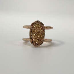 Designer Kendra Scott Elyse Gold-Tone Rhinestone Drusy Double Band Ring