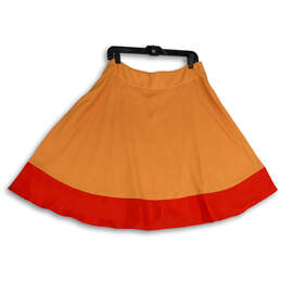 Womens Orange Red Elastic Waist Flat Front Pull-On A-Line Skirt Size Large alternative image