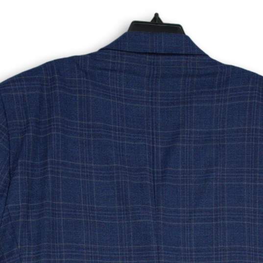 Pronto Uomo Mens Blue Plaid Notch Lapel Long Sleeve Two Button Blazer Size 52R image number 4