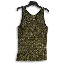 NWT DKNY Womens Black Gold Sequins Scoop Neck Sleeveless Tank Top Size L alternative image
