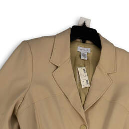 NWT Womens Tan Long Sleeve Single Breasted Four Button Blazer Size 16