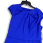 NWT Womens Blue Short Cap Sleeve Back Zip Knee Length Sheath Dress Size 16 image number 3