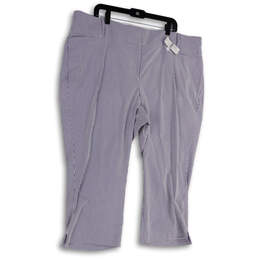 NWT Womens Blue White Signature Fit Pockets Mid Rise Capri Pants Size 24