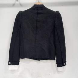 Zara Women's Black Open Front Textured Blazer Size S NWT alternative image