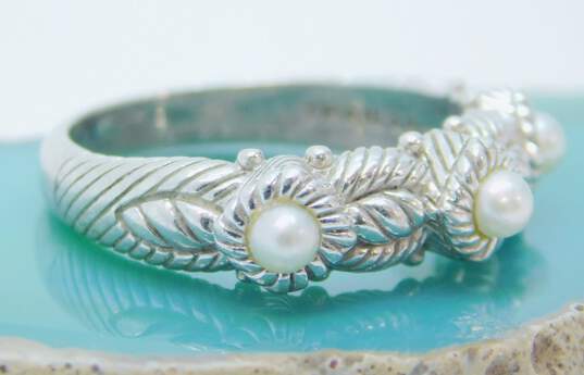Judith Ripka 925 Sterling Silver Pearl Trinity Ring 5.9g image number 2