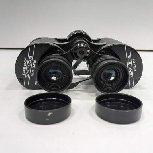 Vintage Tasco Zip Focus Fully Coated 10x50 Wide Angle Binoculars In Carrying Case image number 3